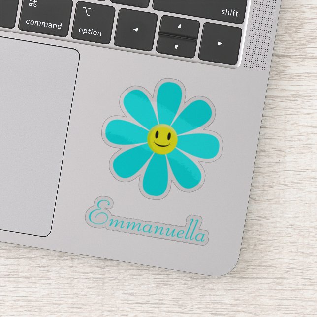 Aqua Smiling Daisy Personalized (Detail)