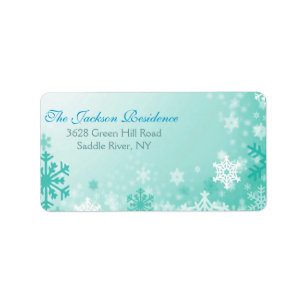 Aqua Snowflake Christmas Address Label