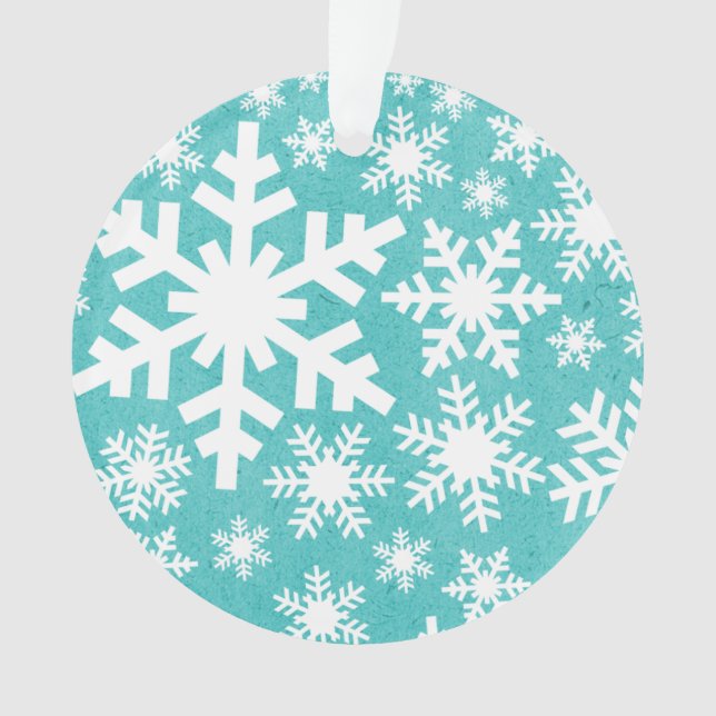 Aqua Snowflake Pattern Acrylic Ornament (Front)