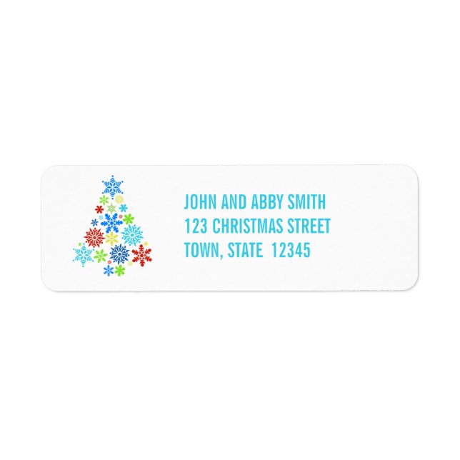 AQUA SNOWFLAKES CHRISTMAS TREE RETURN ADDRESS (Front)