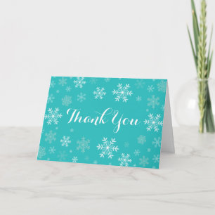 Aqua Snowflakes Winter Folded Thank You Card