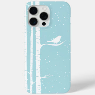 Aqua Snowy Birch Trees iPhone 15 Pro Max Case