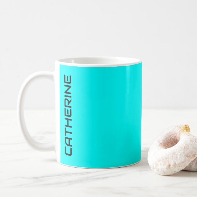 Aqua Solid Colour Personalized  Coffee Mug (With Donut)