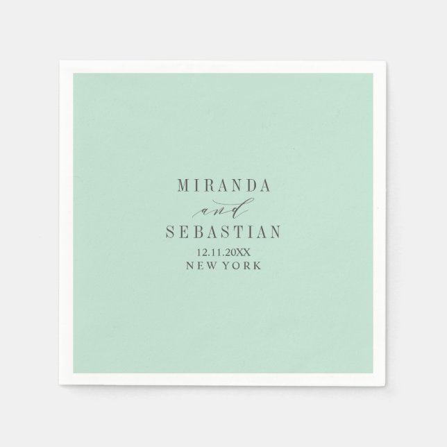 Aqua solid  monogram wedding napkin (Front)