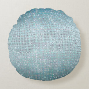 Aqua Sparkle Round Pillow