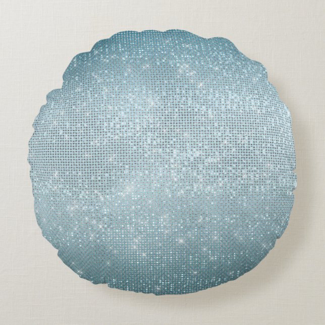 Aqua Sparkle Round Pillow (Front)