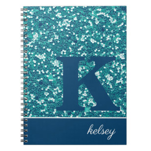 Aqua Sparkles Personalized Notebook