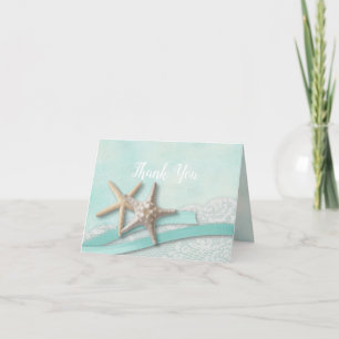 Aqua Starfish and Ribbon Thank You