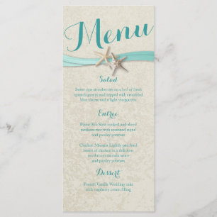 Aqua Starfish et Ribbon Beach Wedding Menu