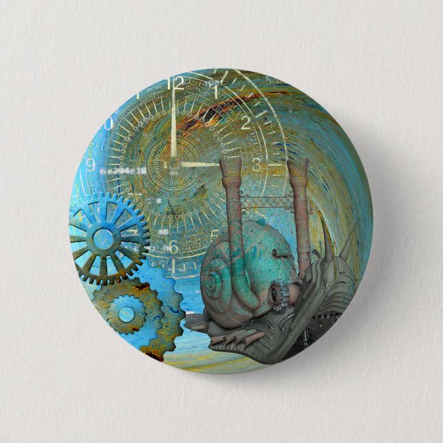 Aqua Steam Snail Traveller 2 Inch Round Button (Front)