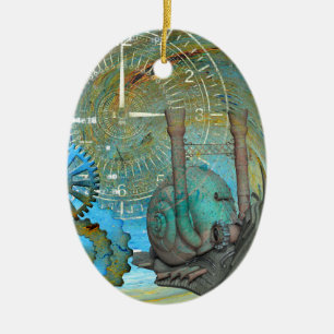 Aqua Steam Snail Traveller Ceramic Ornament