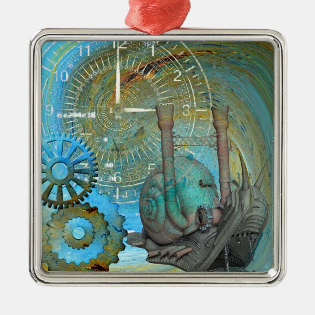 Aqua Steam Snail Traveller Metal Ornament (Front)