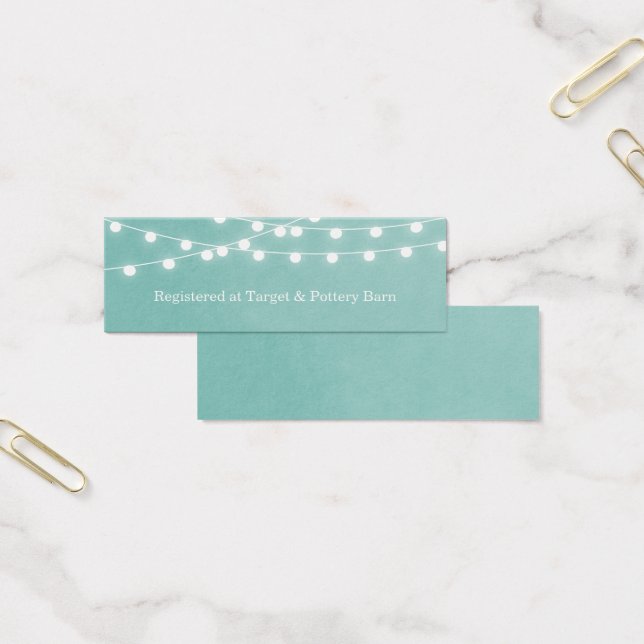 Aqua String Lights Wedding Insert Card (Office)