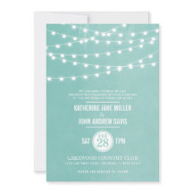 Aqua String Lights Wedding Invitation