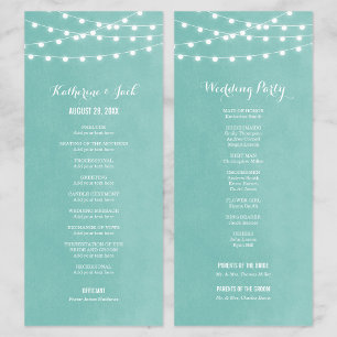 Aqua String Lights Wedding Program