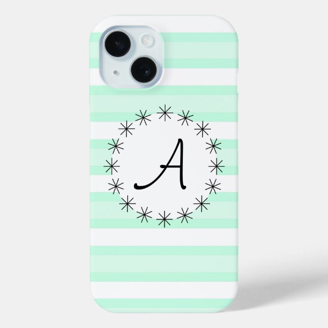 Aqua Stripe 'Monogram' iPhone case (Back)