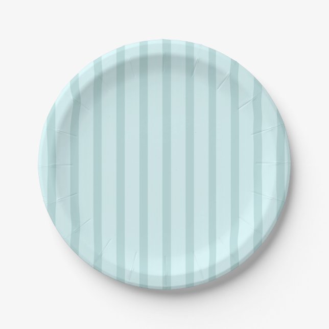 Aqua Stripes Paper Plate (Front)