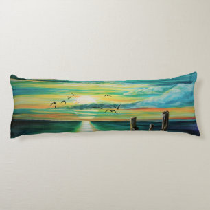 Aqua sunset body pillow