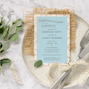 Aqua Surprise Birthday Custom Age Invitation