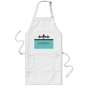 Aqua Swanky Fleur De Lis Apron