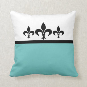 Aqua Swanky Fleur De Lis Pillow