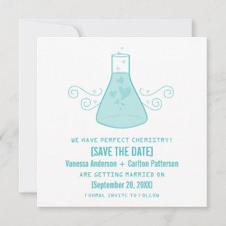Aqua Sweet Chemistry Save the Date Invite