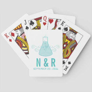 Aqua Sweet Chemistry Wedding Playing Cards