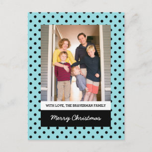 Aqua Sweet Polka Dot Holiday Photo Postcard