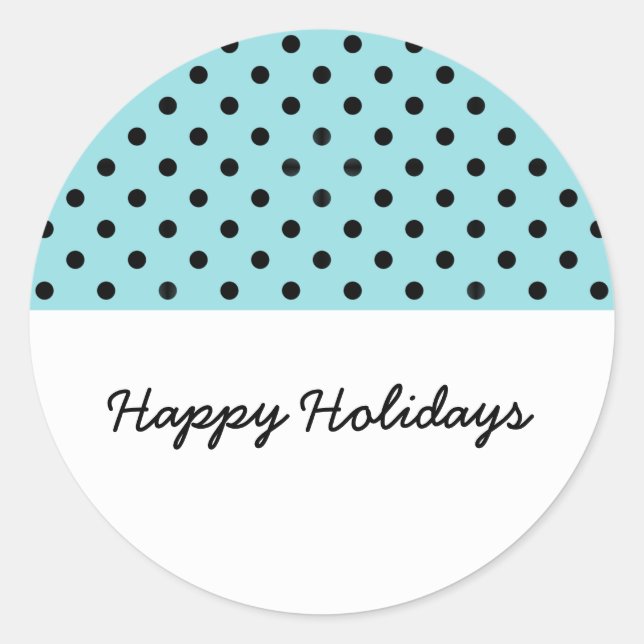 Aqua Sweet Polka Dot Holiday Stickers (Front)