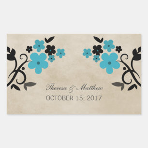 Aqua Sweet Vintage Floral Wedding Stickers