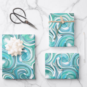 Aqua Swirl Baby Wrapping Paper