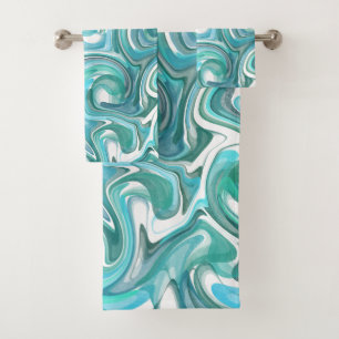 Aqua Swirl Bath Towels