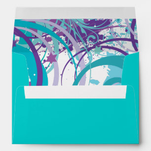 Aqua SWIRLS & STARS Bat Mitzvah Envelope