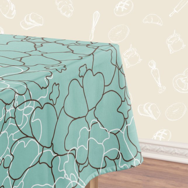 Aqua Teal Abstract Floral Pattern Tablecloth (Creator Uploaded)