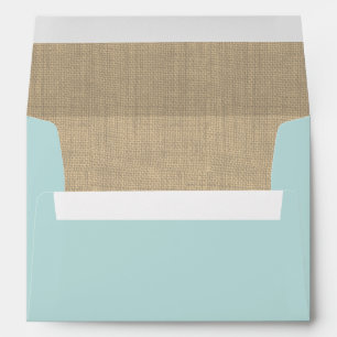 Aqua Teal and Burlap Envelope