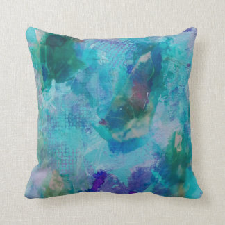 Aqua teal and purple abstract throw pillow