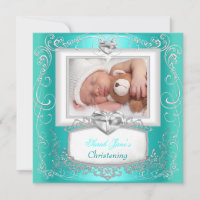 Aqua Teal Baby Girl Boy Christening Baptism Cross