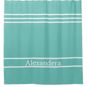 Aqua Teal Blue and White Striped Nautical Coastal 