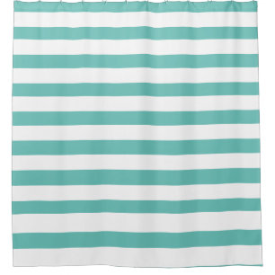 Aqua Teal Blue and White Striped Nautical Coastal 