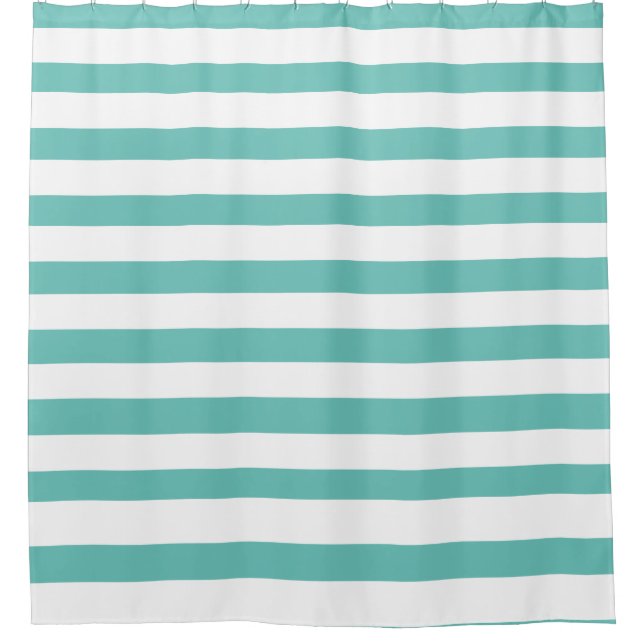 Aqua Teal Blue and White Striped Nautical Coastal  (Front)