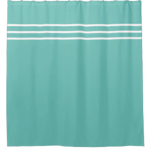 Aqua Teal Blue and White Striped Nautical Coastal 