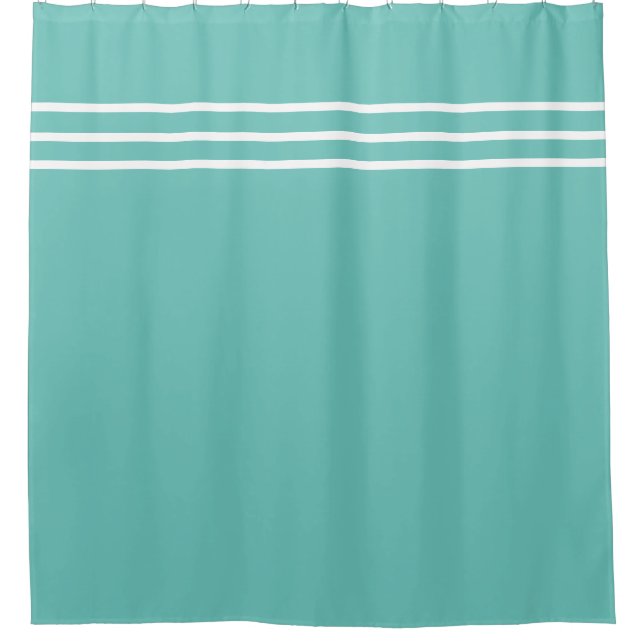 Aqua Teal Blue and White Striped Nautical Coastal  (Front)