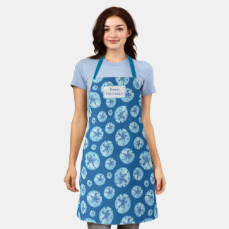 Aqua-teal blue sand dollar watercolor-custom name apron