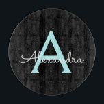 Aqua Teal Blue Script Girly Monogram Name Cutting Board<br><div class="desc">Black and qua Teal Blue Simple Script Monogram Name Cutting Board. This makes the perfect graduation,  birthday,  wedding,  bridal shower,  anniversary,  baby shower or bachelorette party gift for someone that loves glam luxury and chic styles.</div>