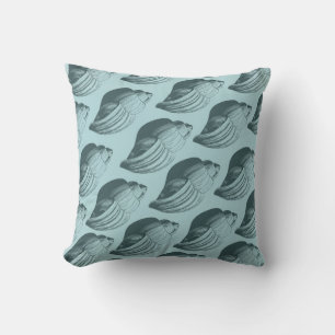 Aqua Teal Blue Sea Shells Throw Pillow