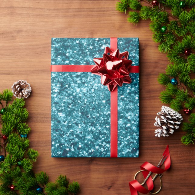 Aqua Teal Blue Sparkle Wrapping Paper (Holiday Gift)