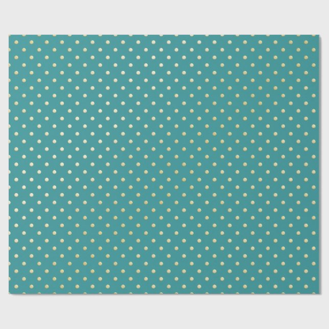 Aqua & Teal Christmas Wrapping Paper with Gold Acc (Flat)