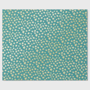 Aqua & Teal Christmas Wrapping Paper with Gold Acc