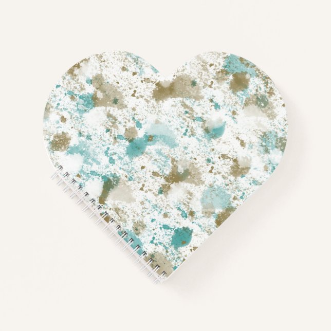 Aqua Teal Cream Watercolor Tie Dye Abstract Notebook (Front)