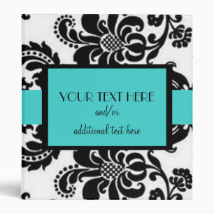Aqua Teal Damask Binder